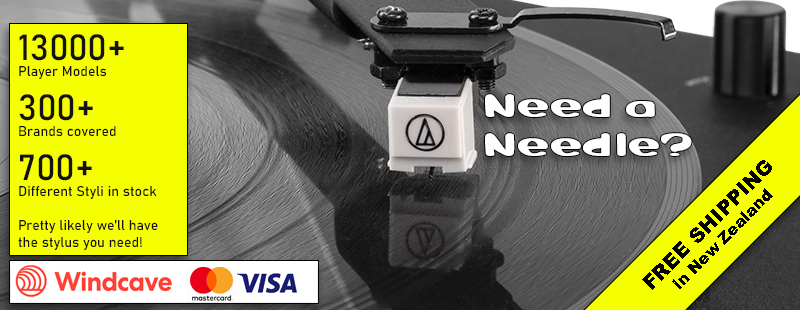 Need a needle? 13000+ player models, 300+ brands covered,
700+ different styli in stock. Pretty likely we'll have the stylus you need! Free shipping in New Zealand. Visa and MasterCard accepted.